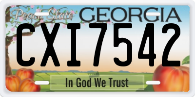 GA license plate CXI7542