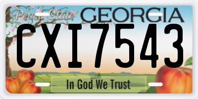 GA license plate CXI7543