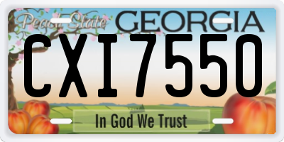 GA license plate CXI7550
