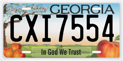 GA license plate CXI7554