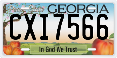 GA license plate CXI7566