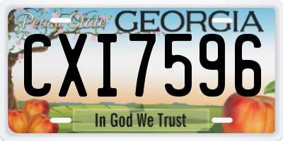 GA license plate CXI7596