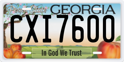 GA license plate CXI7600