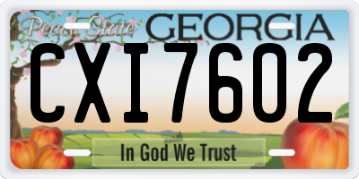 GA license plate CXI7602