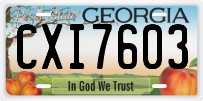 GA license plate CXI7603