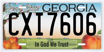 GA license plate CXI7606