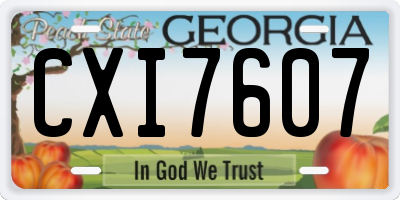GA license plate CXI7607