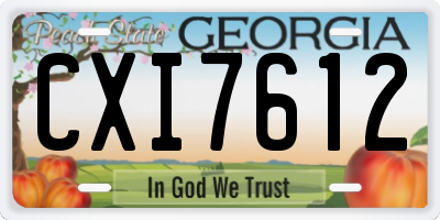 GA license plate CXI7612