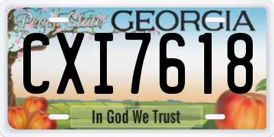 GA license plate CXI7618