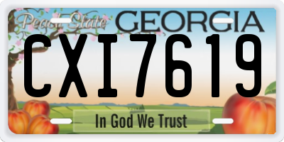 GA license plate CXI7619