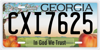 GA license plate CXI7625