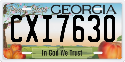 GA license plate CXI7630