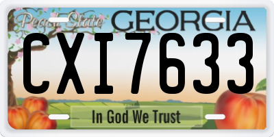 GA license plate CXI7633
