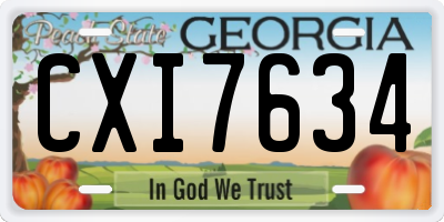 GA license plate CXI7634