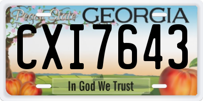 GA license plate CXI7643