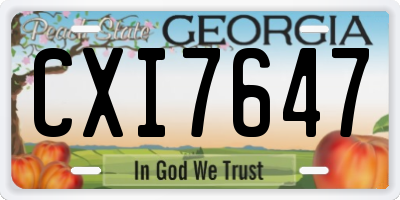GA license plate CXI7647