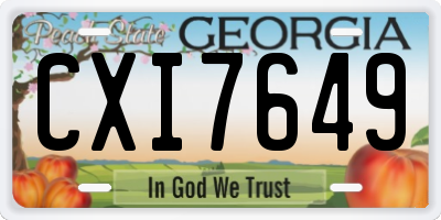 GA license plate CXI7649