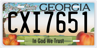 GA license plate CXI7651