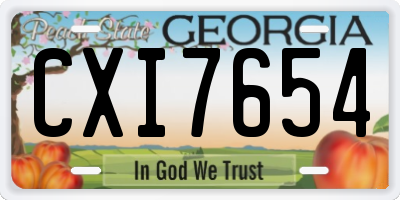 GA license plate CXI7654