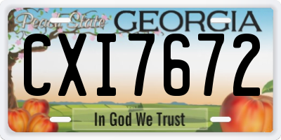 GA license plate CXI7672