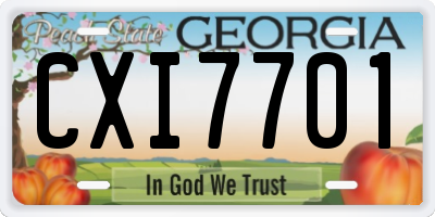 GA license plate CXI7701