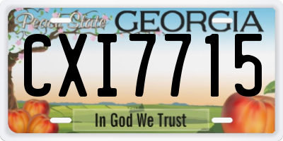 GA license plate CXI7715