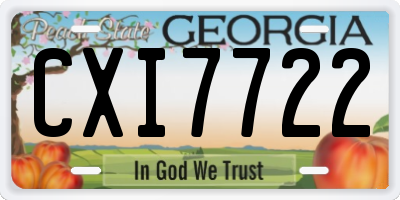 GA license plate CXI7722