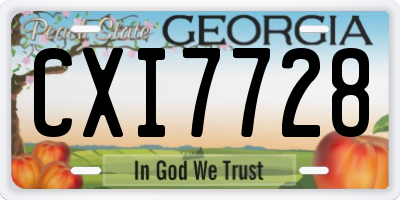 GA license plate CXI7728