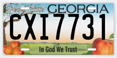 GA license plate CXI7731