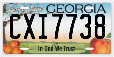 GA license plate CXI7738