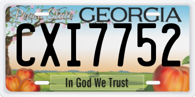 GA license plate CXI7752