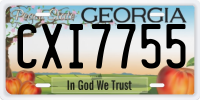 GA license plate CXI7755