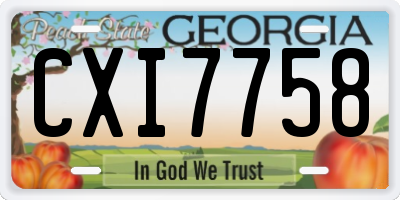 GA license plate CXI7758
