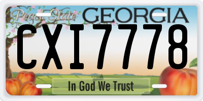 GA license plate CXI7778