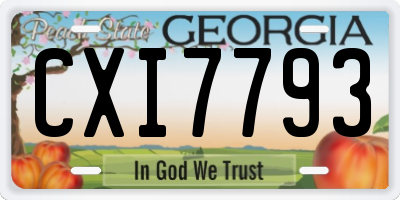 GA license plate CXI7793
