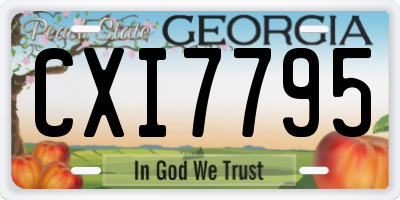 GA license plate CXI7795