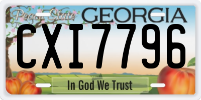 GA license plate CXI7796
