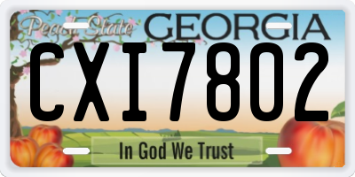 GA license plate CXI7802