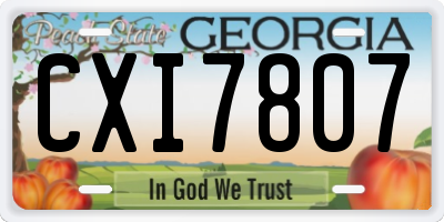 GA license plate CXI7807
