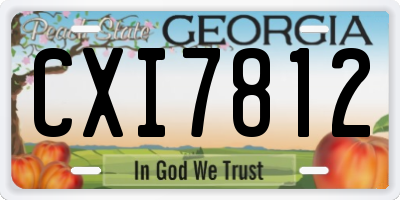 GA license plate CXI7812