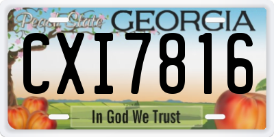 GA license plate CXI7816