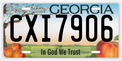 GA license plate CXI7906