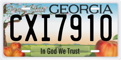 GA license plate CXI7910