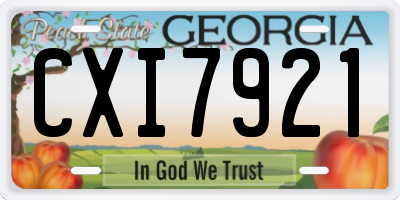GA license plate CXI7921