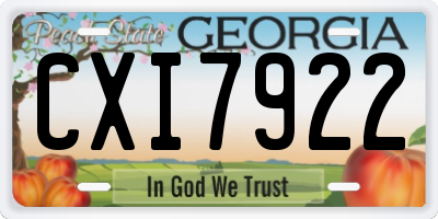 GA license plate CXI7922