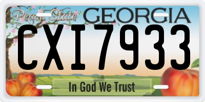 GA license plate CXI7933