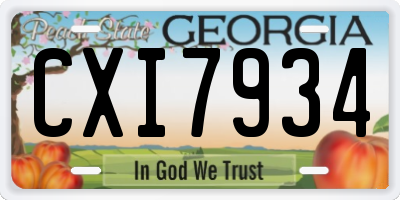 GA license plate CXI7934