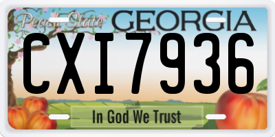 GA license plate CXI7936
