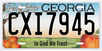 GA license plate CXI7945