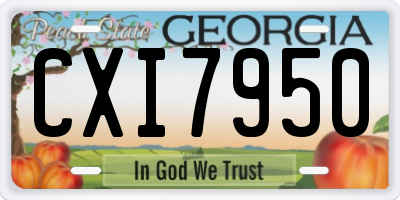 GA license plate CXI7950